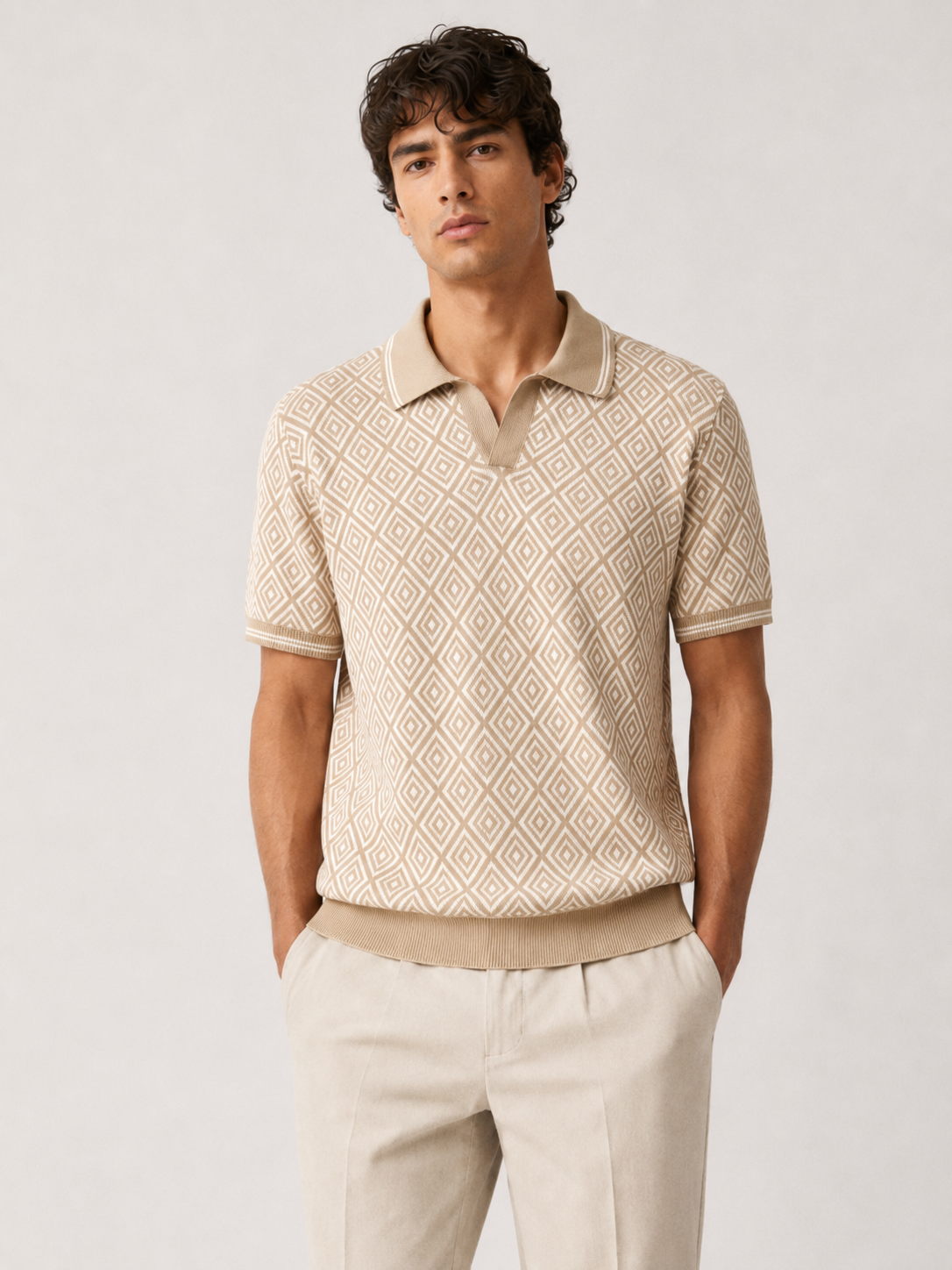 Geometric Knit Polo