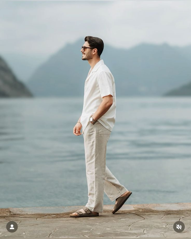 Classic Beige Pant Viscose Cotton Blend Long Trousers Drawstring Standard Waist Pull-On Casual Fit Striped