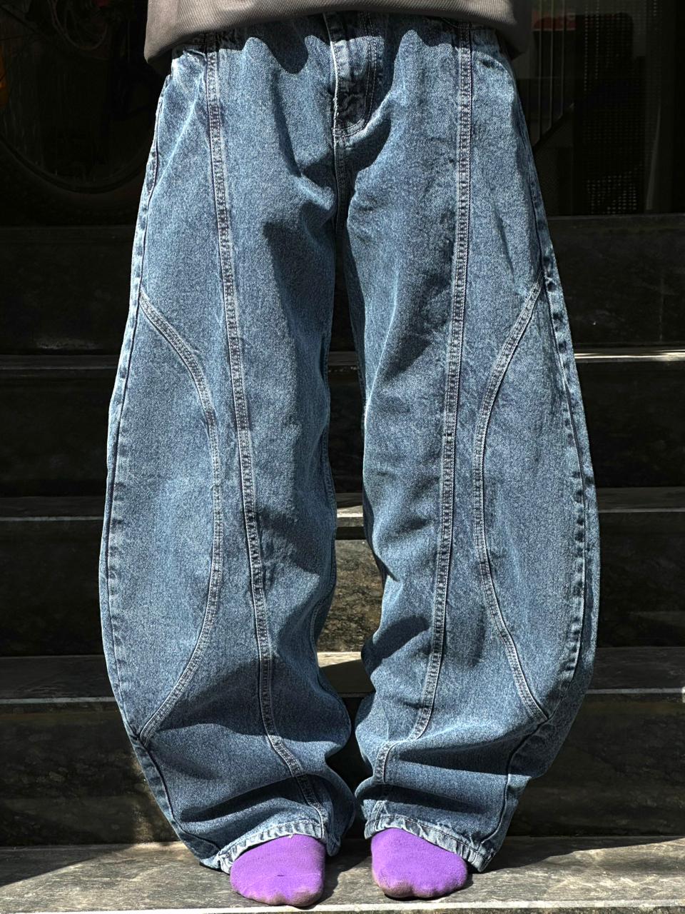 Vintage Washed Baggy Jeans - Loose Wide-Leg Fit Denim Pants - Faded Grey Premium Denim Streetwear