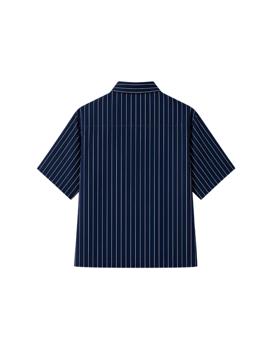 HASHWAY ARCHIVES EMBROIDERED FLORAL SHIRT - NAVY