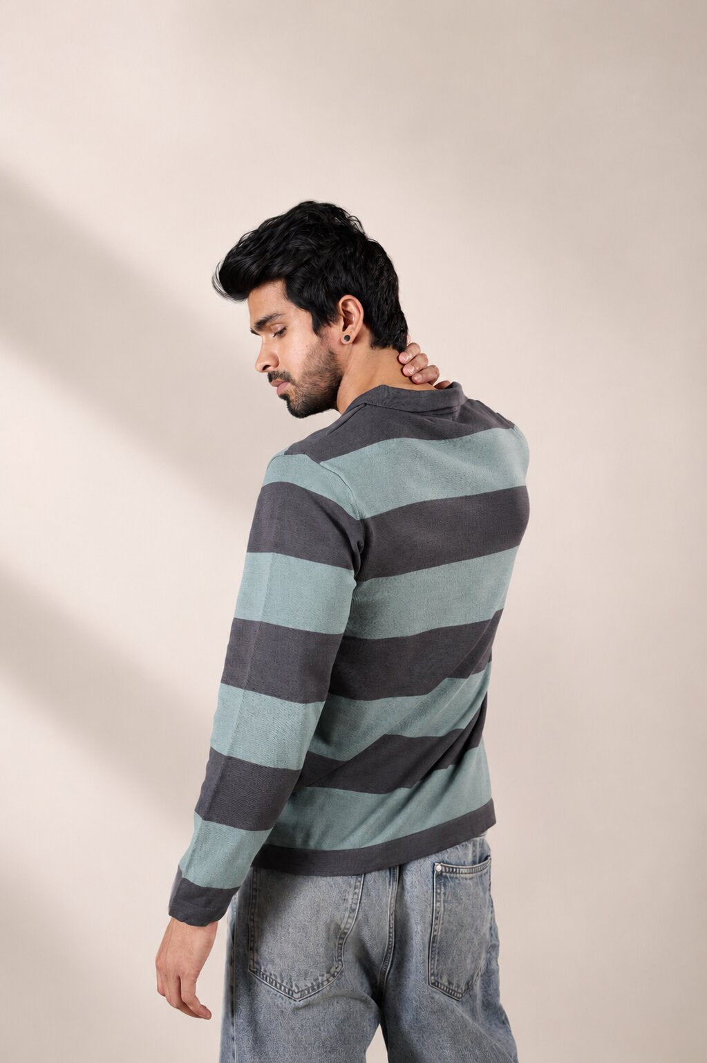 Sage Stripe Rugby Polo