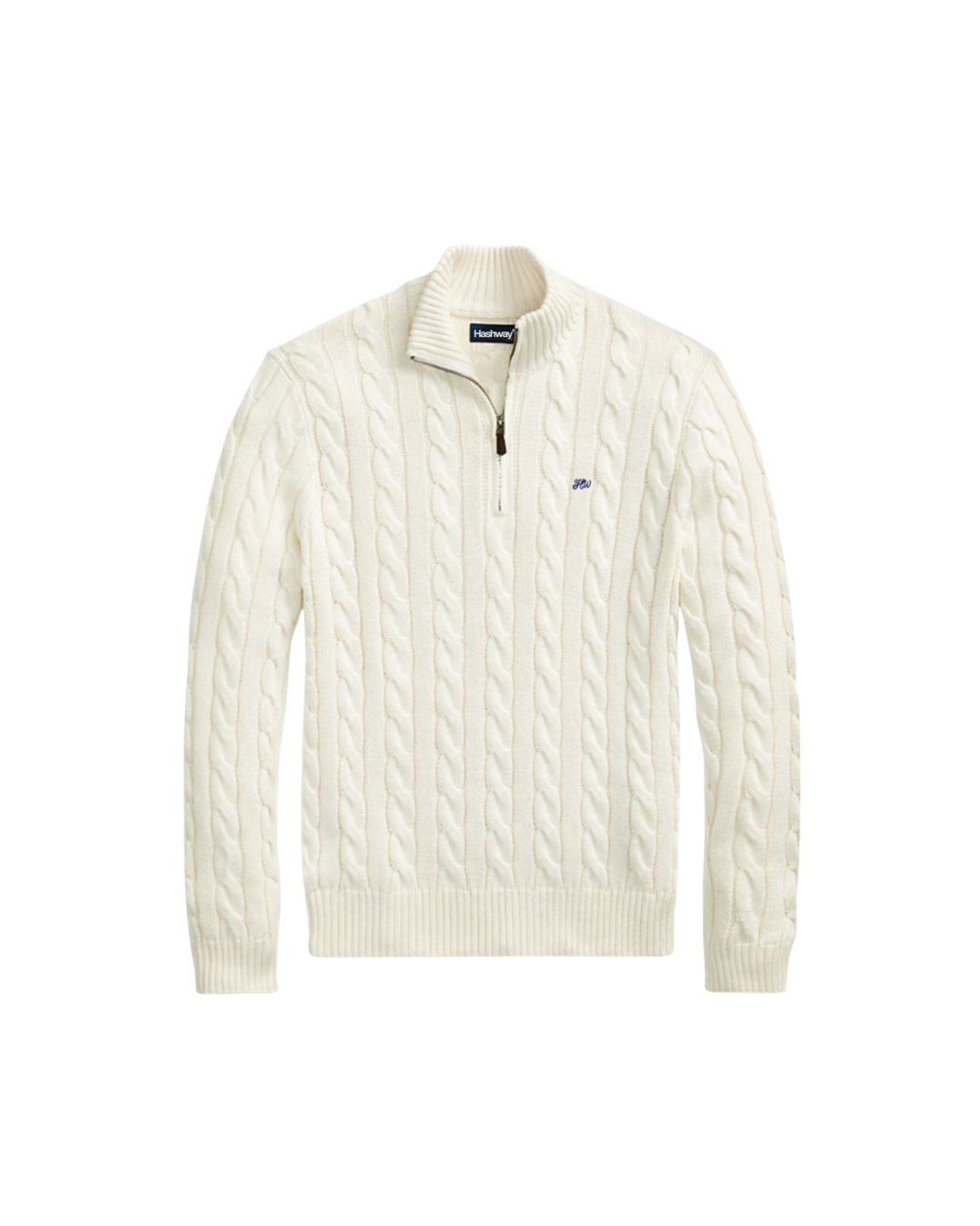 HASHWAY CABLE-KNIT COTTON QUARTER-ZIP JUMPER - WHITE