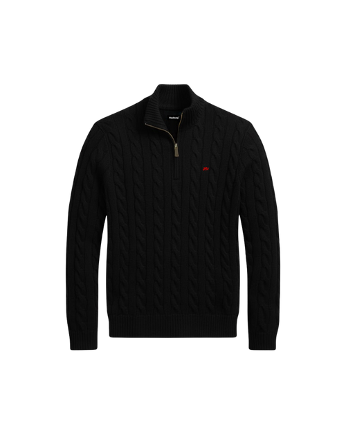 The Archives Cable-Knit Quarter-Zip Jumper – Black