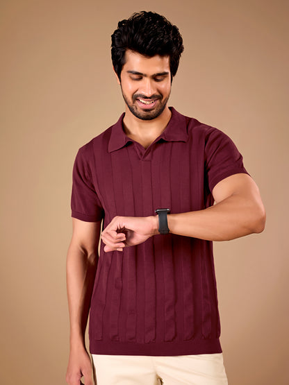 Maroon Textured Polo