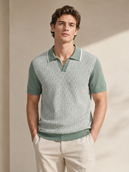 Sage Textured Knit Polo