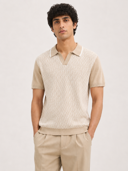 Sandstone Textured Knit Polo