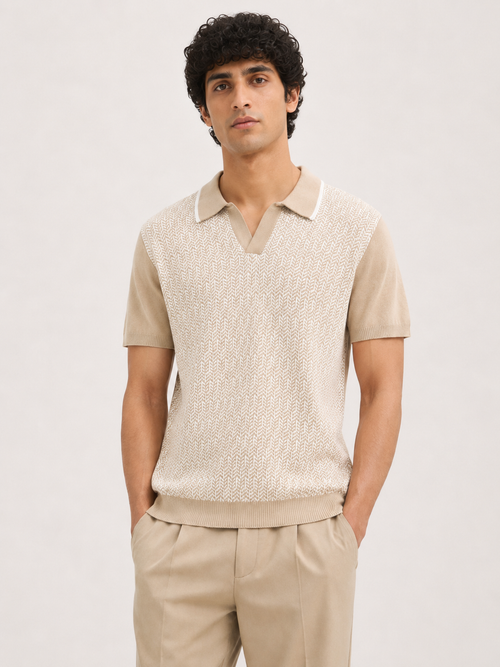 Sandstone Textured Knit Polo