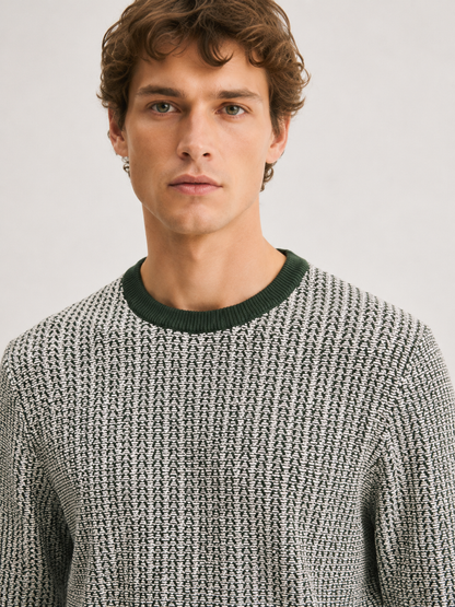 Forest Green Textured Knit Sweater