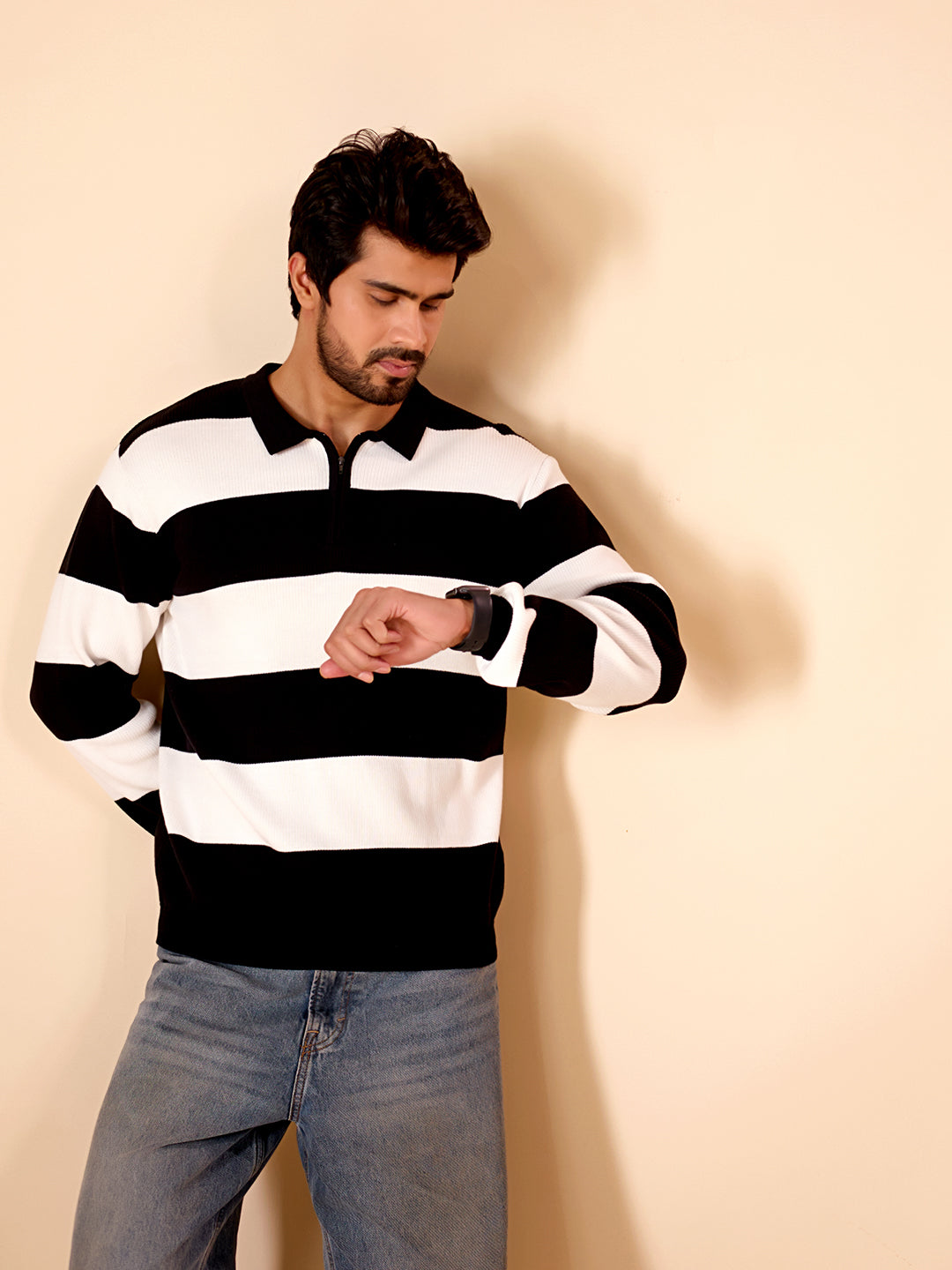 Black Stripe Rugby Polo
