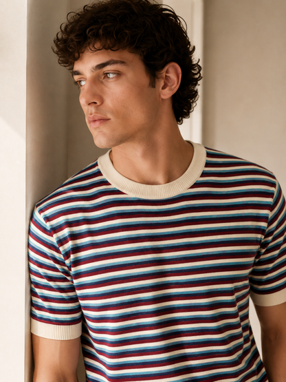 Retro Stripe Knit T-Shirt