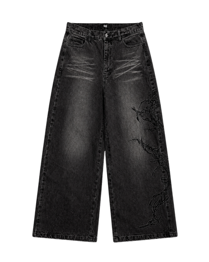 RAVEN EMBROIDERED WASHED DENIMS