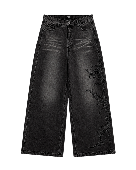 RAVEN EMBROIDERED WASHED DENIMS