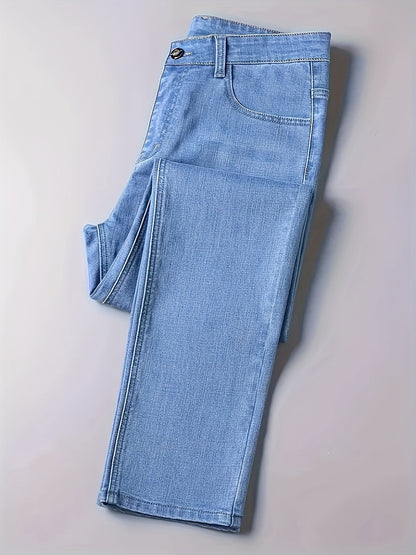 Four Seasons Regular Men'S New Jeans, Business Trendy Straight-Leg Trousers, Fashionable And Versatile Men'S Stretch Thick Jeans, Comfortable Classic Design Casual Wear