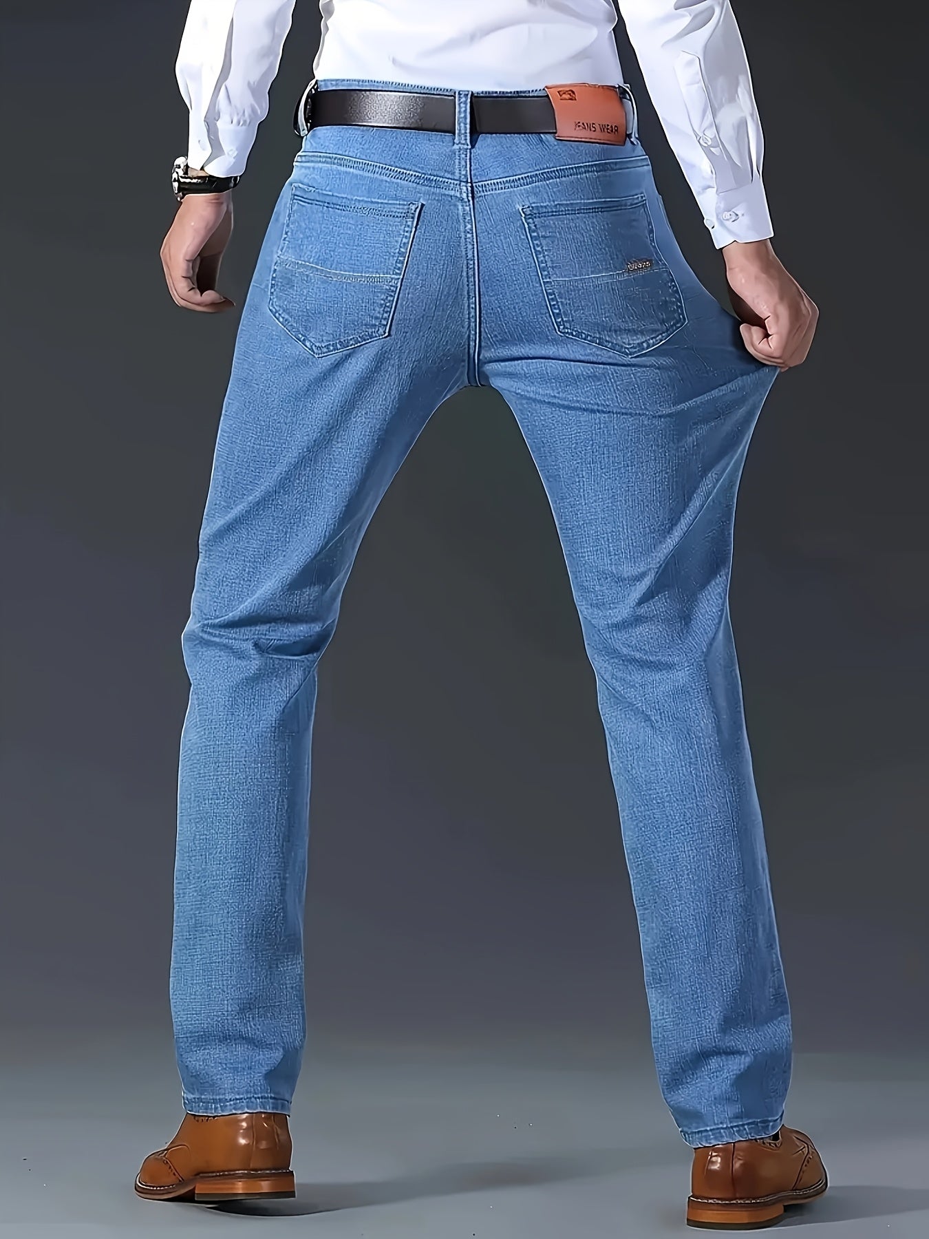 Four Seasons Regular Men'S New Jeans, Business Trendy Straight-Leg Trousers, Fashionable And Versatile Men'S Stretch Thick Jeans, Comfortable Classic Design Casual Wear