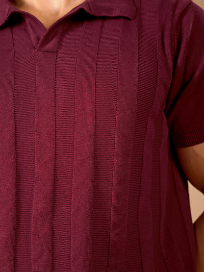 Maroon Textured Polo