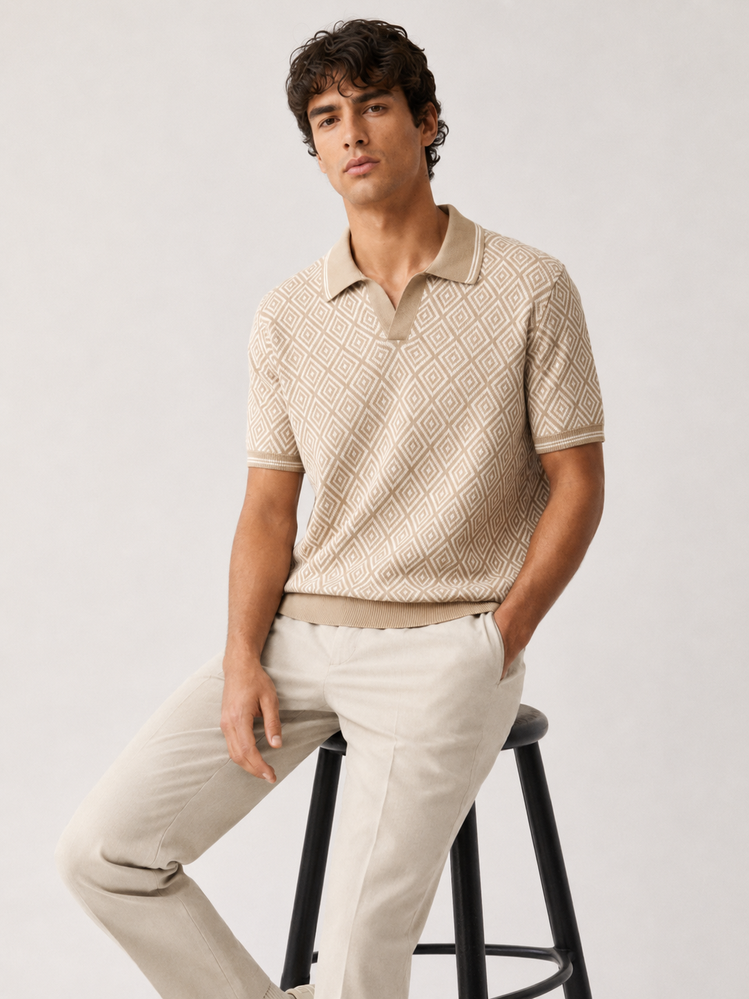 Geometric Knit Polo