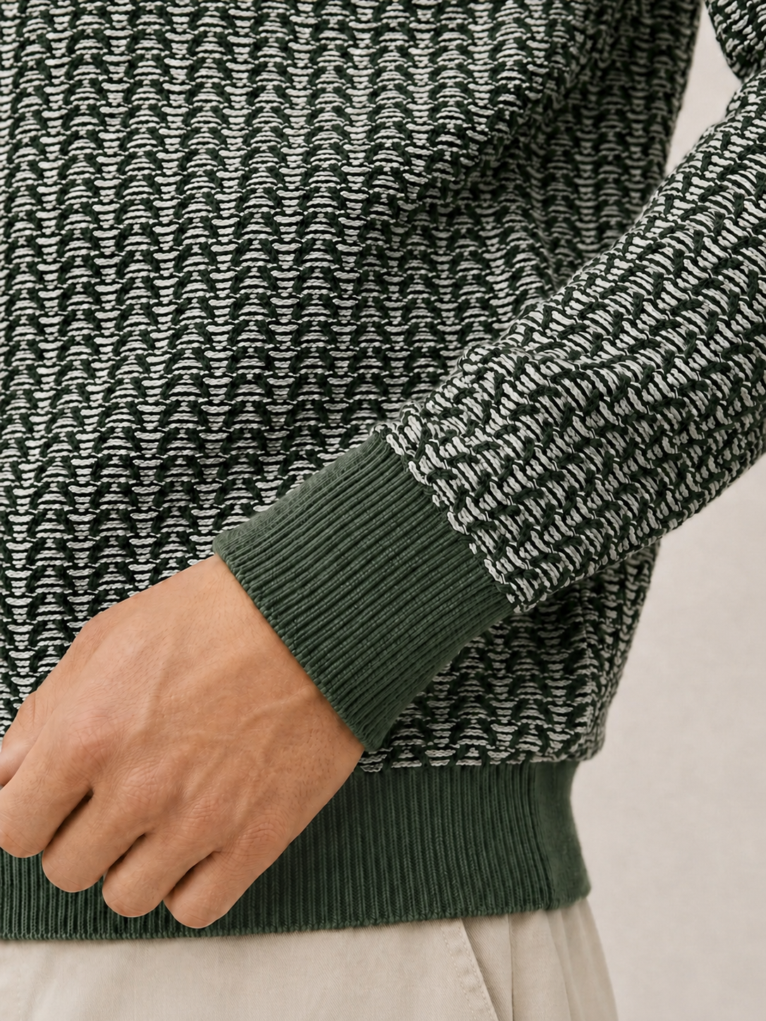 Forest Green Textured Knit Sweater