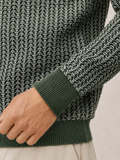 Forest Green Textured Knit Sweater