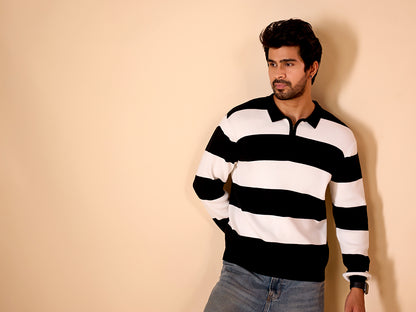 Black Stripe Rugby Polo