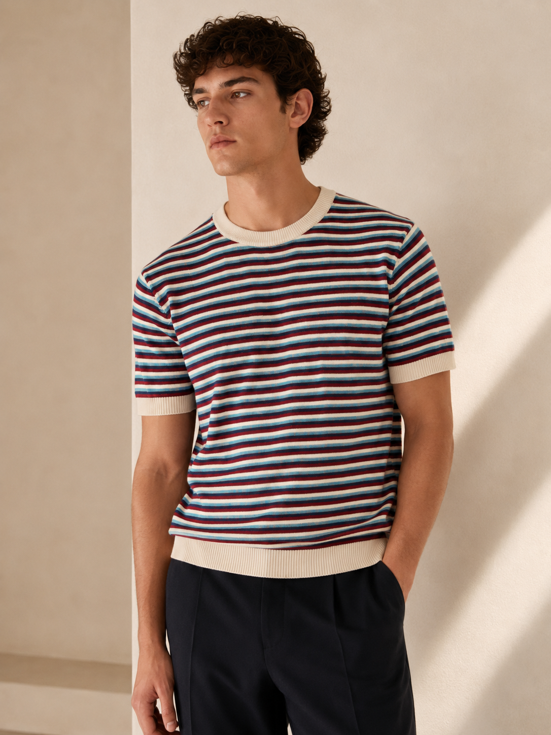 Retro Stripe Knit T-Shirt