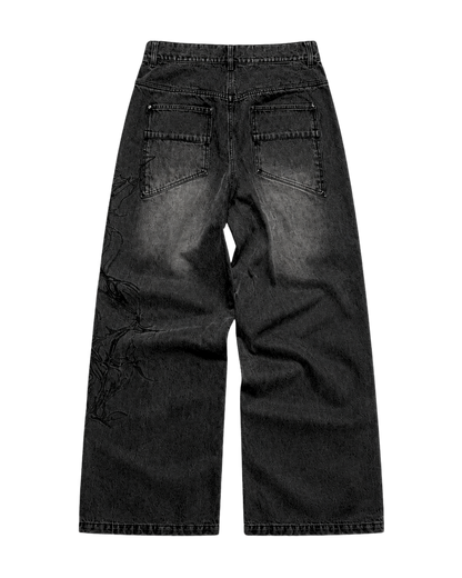 RAVEN EMBROIDERED WASHED DENIMS