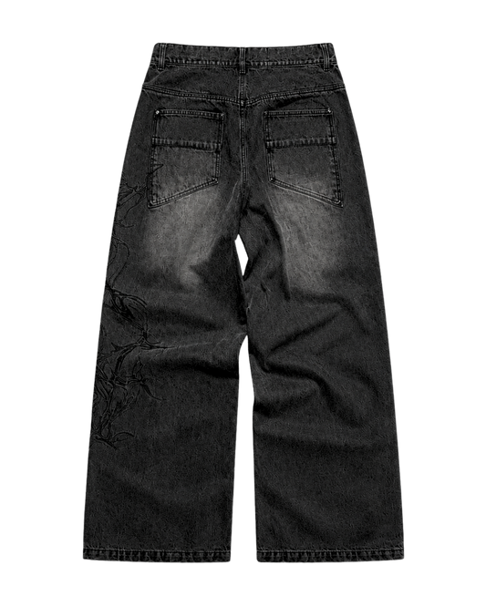 RAVEN EMBROIDERED WASHED DENIMS