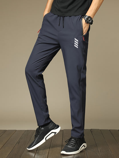 Men'S Casual Running Pants - Lightweight Quick-Dry - Casual Multi-Functional, with Zipper Details, Fashionable Print, Ideal Gift for Men, Regular Fit, Suitable for Outdoor Activities And Casual Wear, Gift Option for Holidays