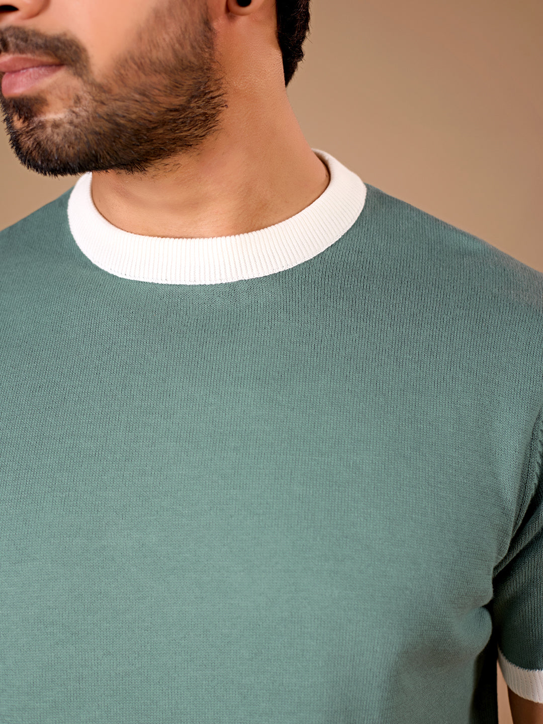 Sage Contrast Knit Tee