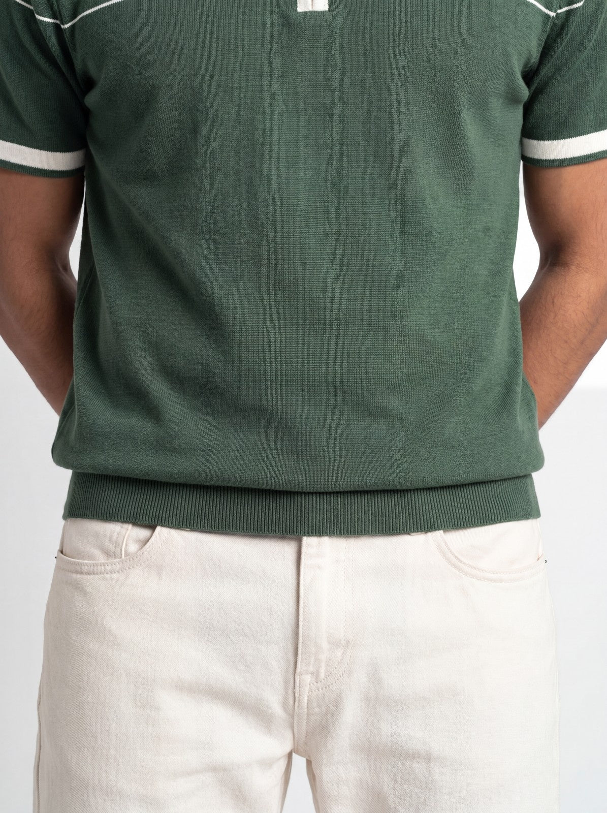 Contrast Zip Polo Knit Tee