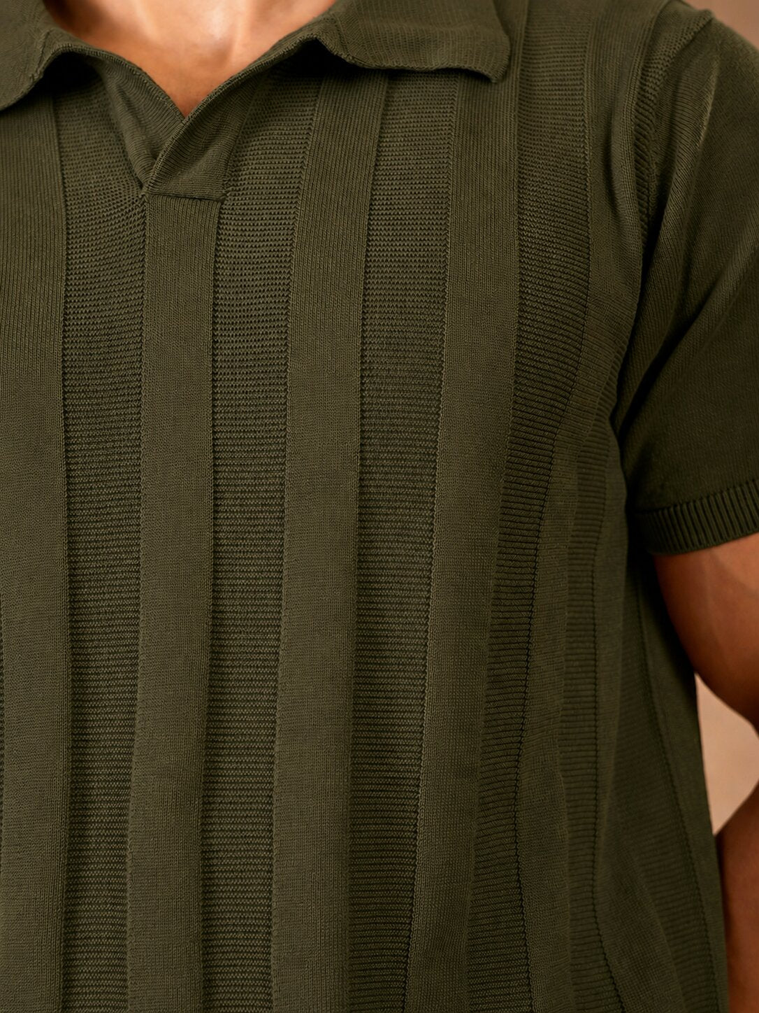 Olive Vertical Knit Polo