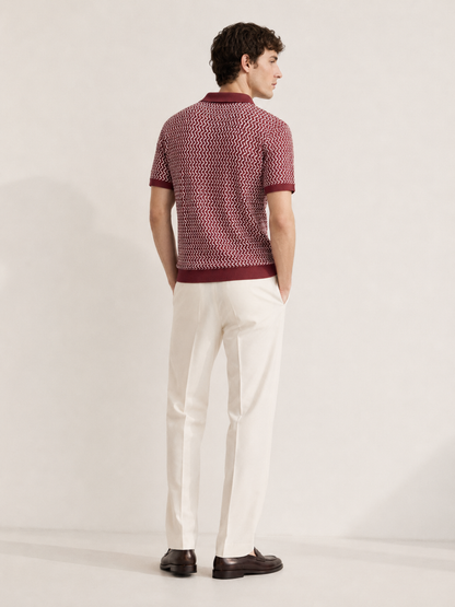 Maroon Wave Knit Polo T-Shirt