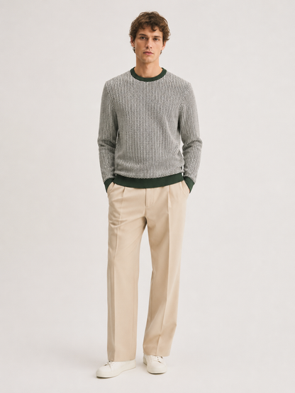 Forest Green Textured Knit Sweater