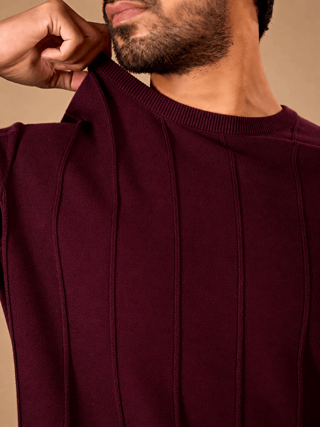 Maroon Ribbed Knit Tee