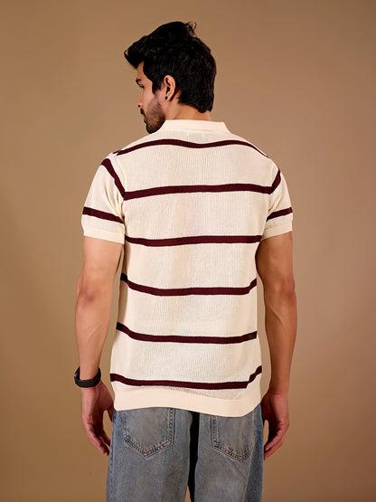 Ivory Stripe Polo