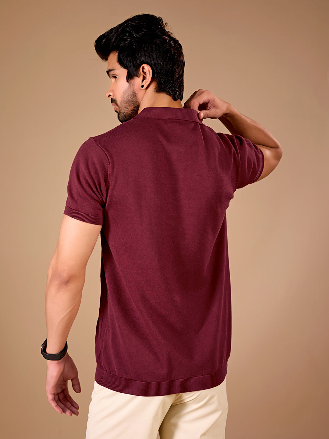 Maroon Textured Polo
