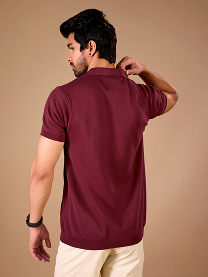 Maroon Textured Polo