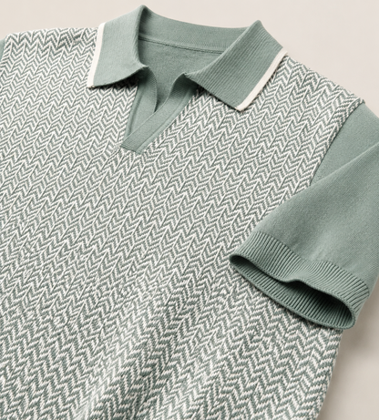 Sage Textured Knit Polo