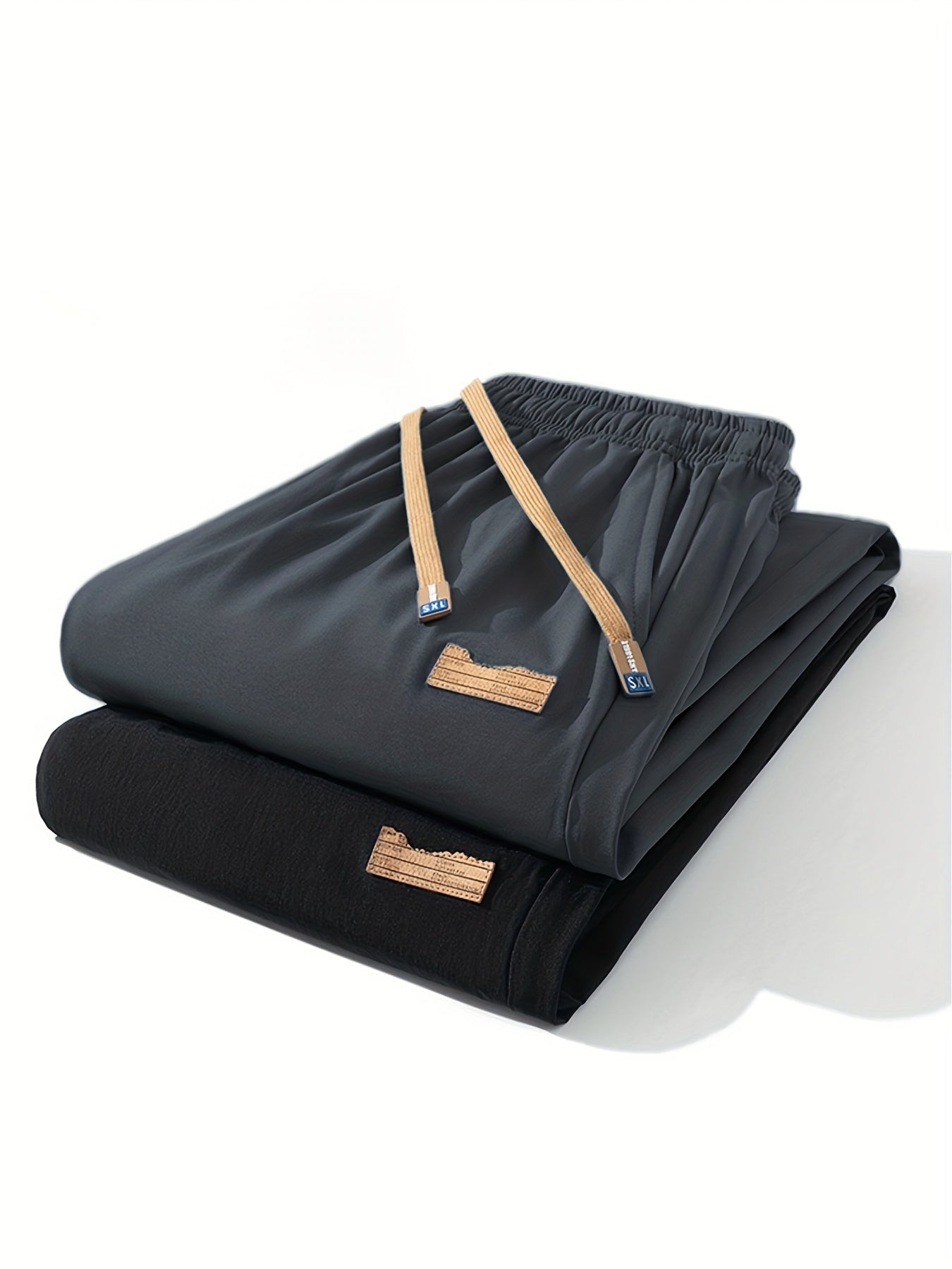 2025 Trendy Men's Spring-Summer Casual Pants, Loose Fit Joggers, Solid Color Sport Trousers, Polyester Long Pants