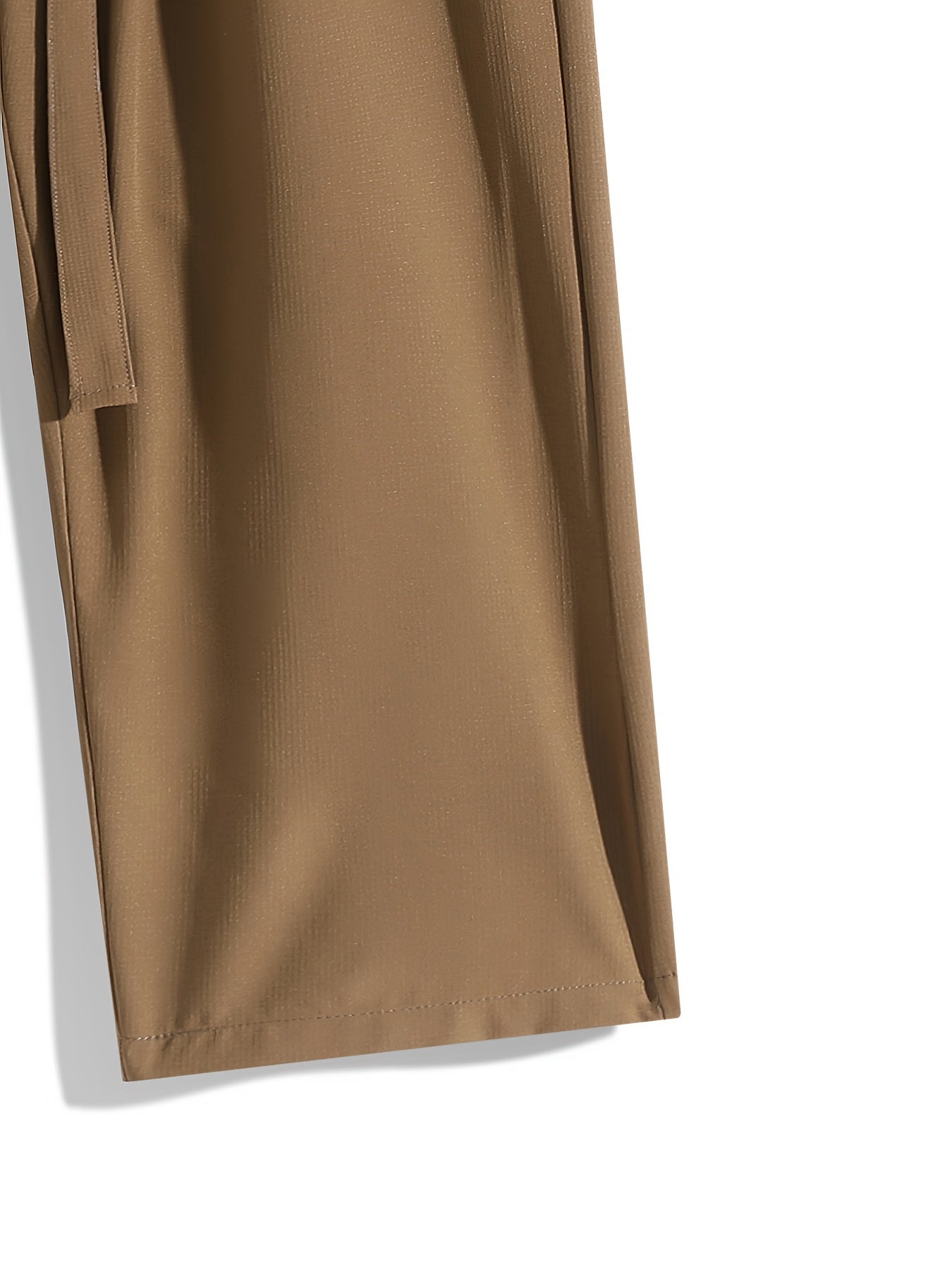 Double-Line Grid Ice Silky Fiber Fabric Wide-Leg Pants for Men, New Summer Style, Trendy Thin Loose Straight-Leg Versatile Casual Draping Trousers
