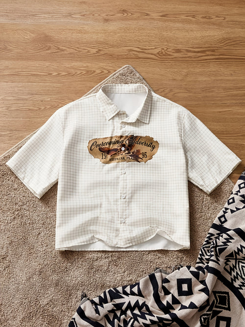 Men's Short Sleeve Shirt, Casual Loose Fashion Summer New with Creative Print Pattern, Men's Top