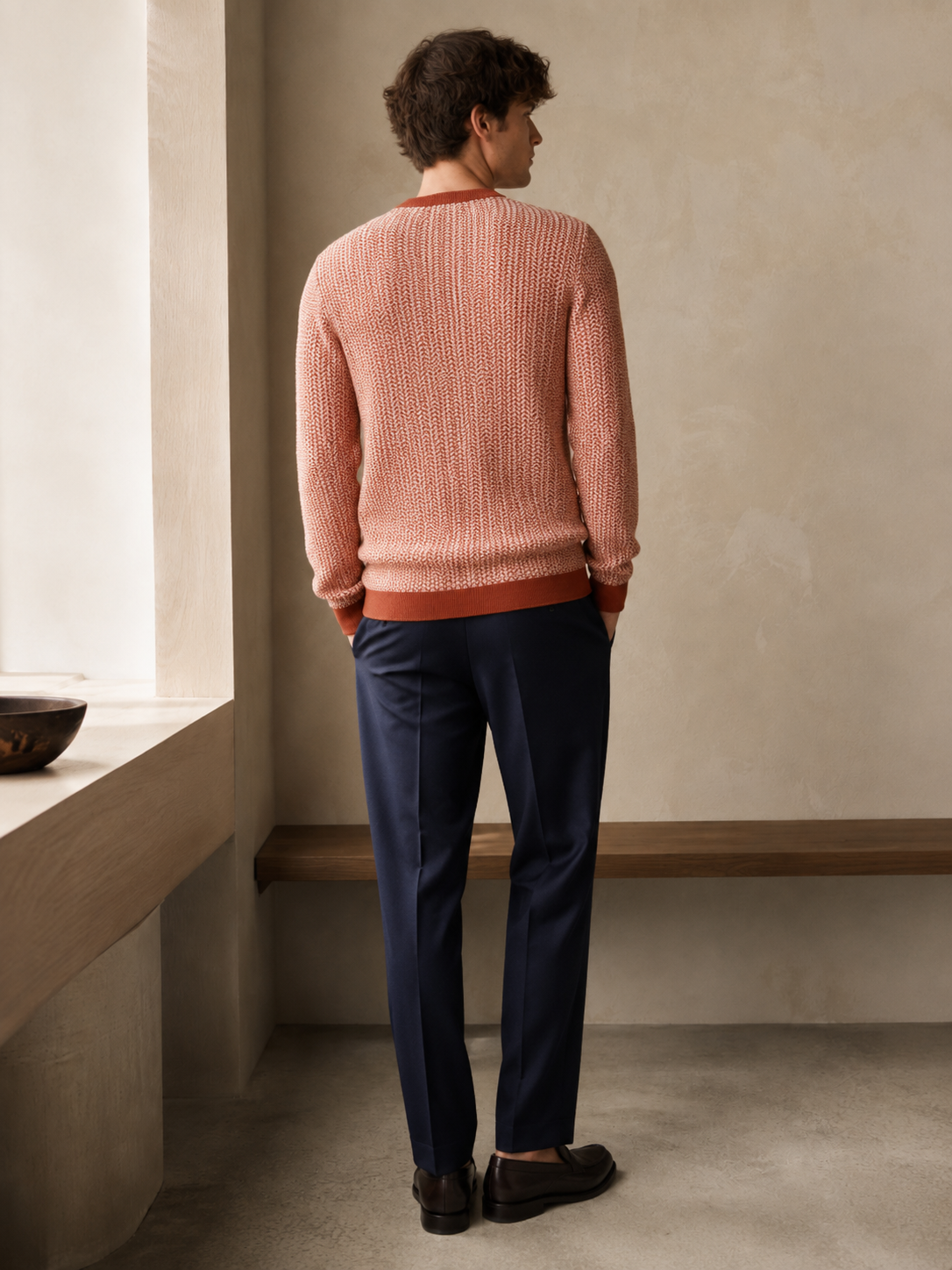 Textured Knit T-Shirt – Rust