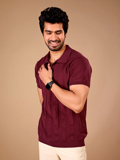 Maroon Textured Polo