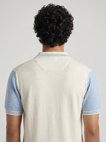 Contrast Sleeve Polo Knit Tee
