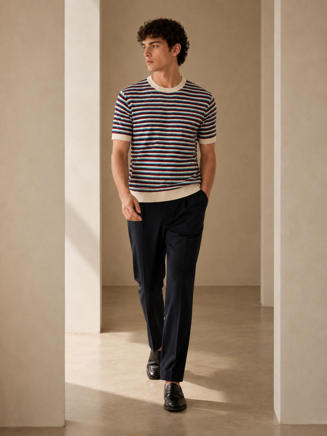 Retro Stripe Knit T-Shirt