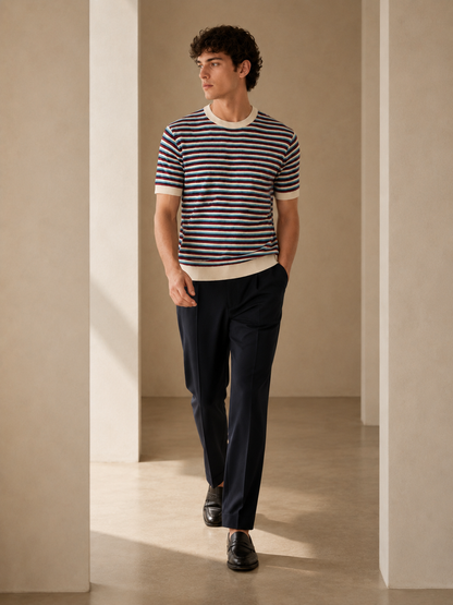 Retro Stripe Knit T-Shirt