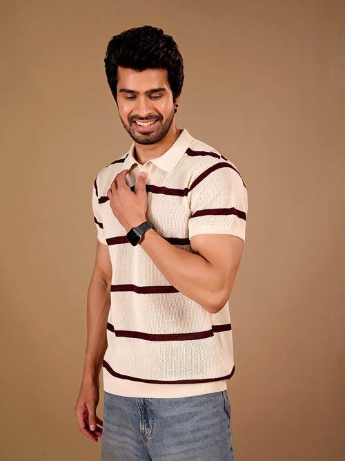 Ivory Stripe Polo