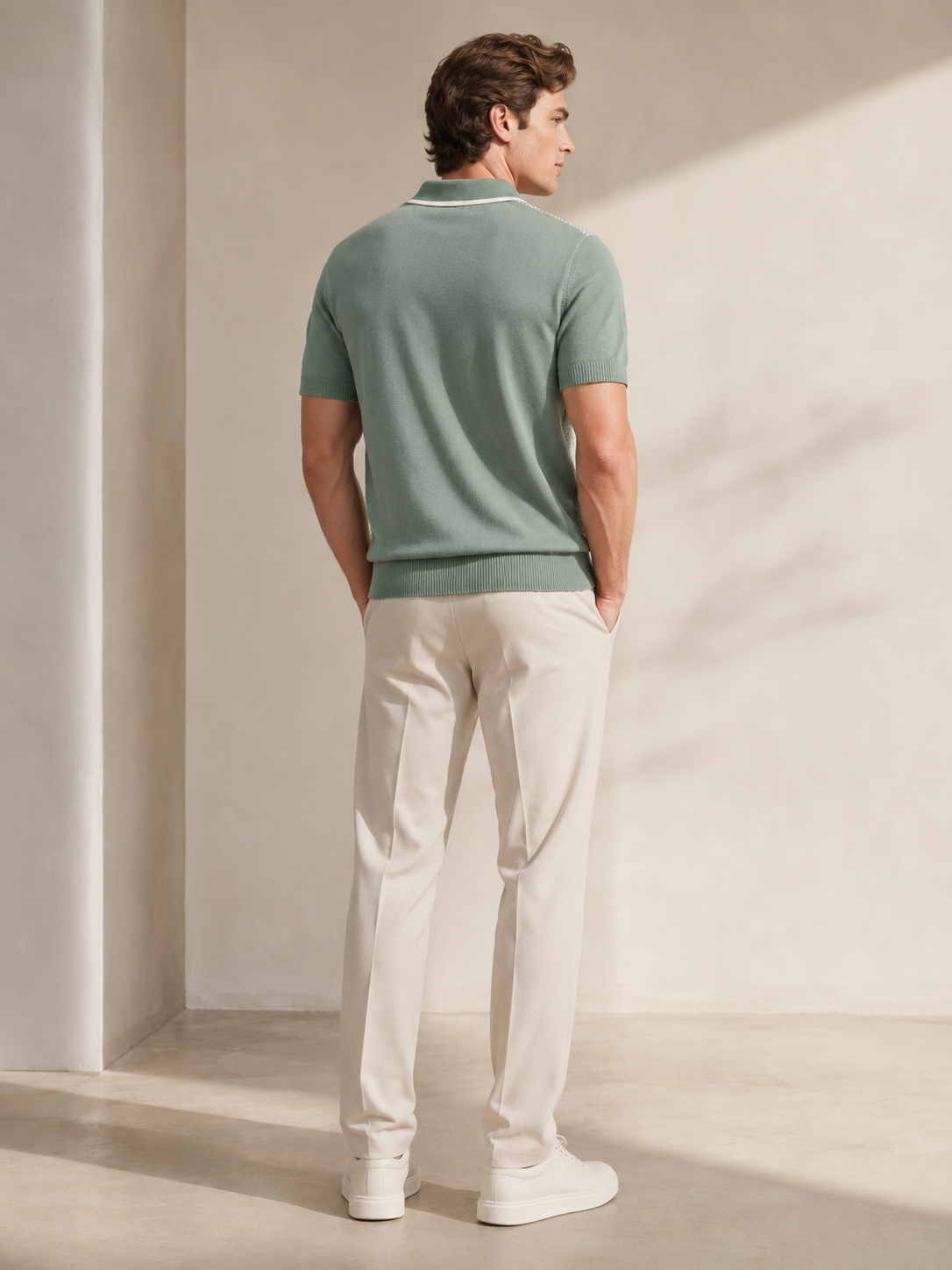 Sage Textured Knit Polo