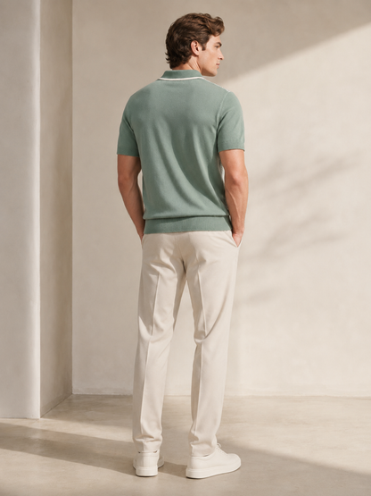 Sage Textured Knit Polo