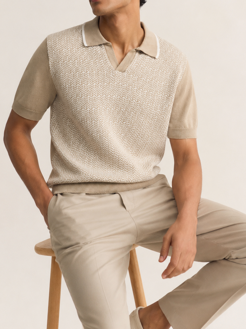 Sandstone Textured Knit Polo