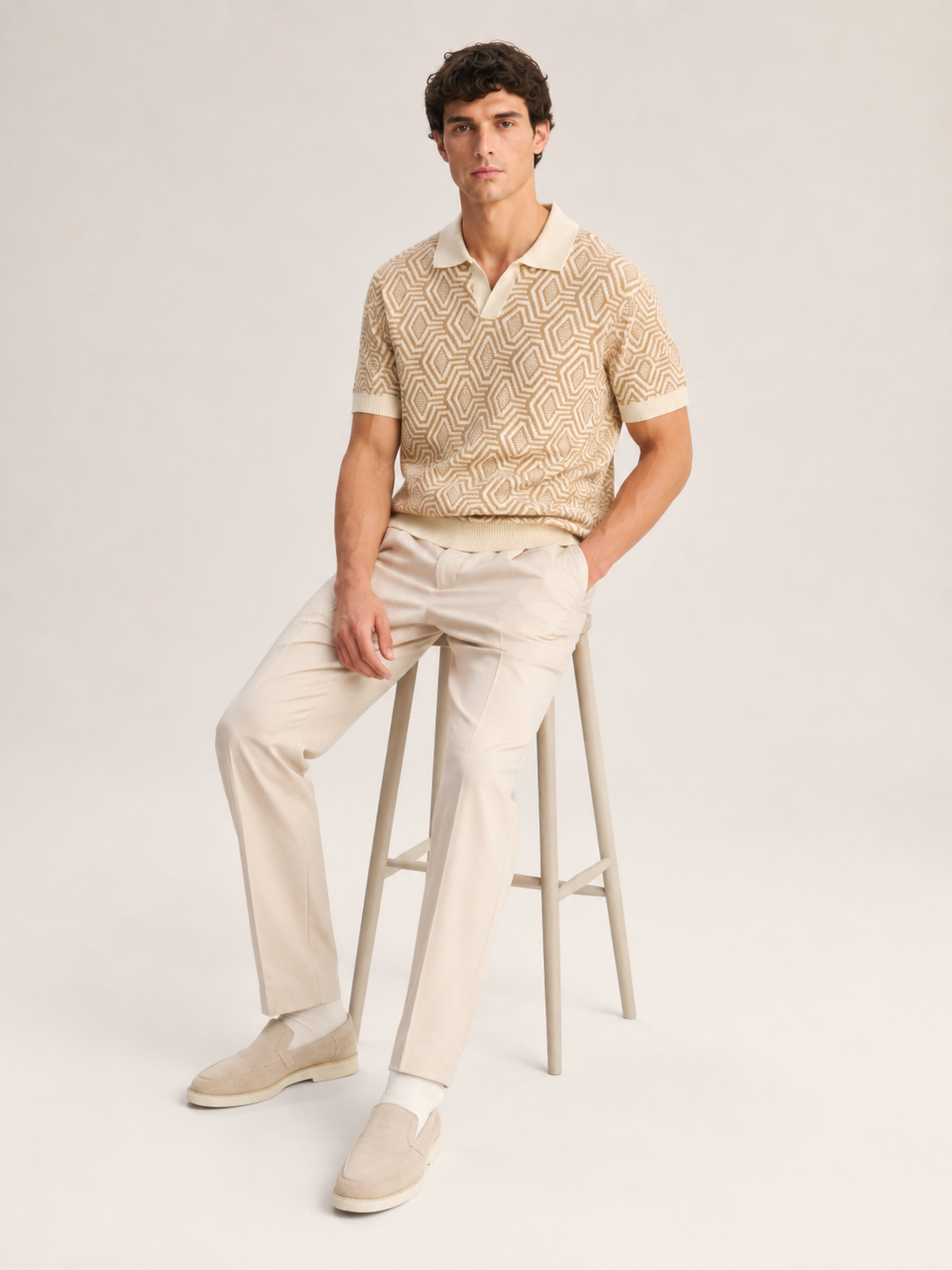 Geo Knit Polo Set